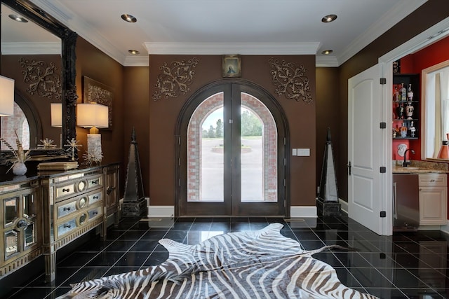 140 Lake Shore Ln, Henderson, TN 38340 - entrance foyer featuring recessed lighting, arched walkways, french doors, and baseboards