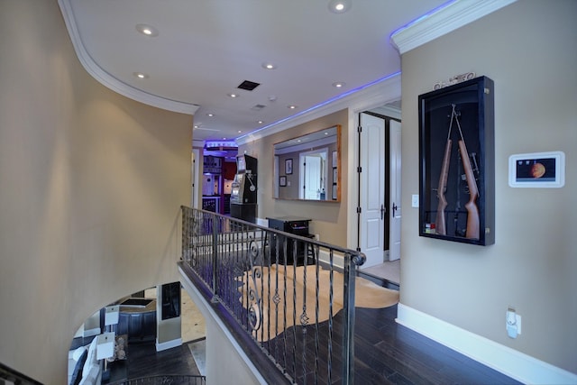 140 Lake Shore Ln, Henderson, TN 38340 - corridor with baseboards, recessed lighting, ornamental molding, and wood finished floors