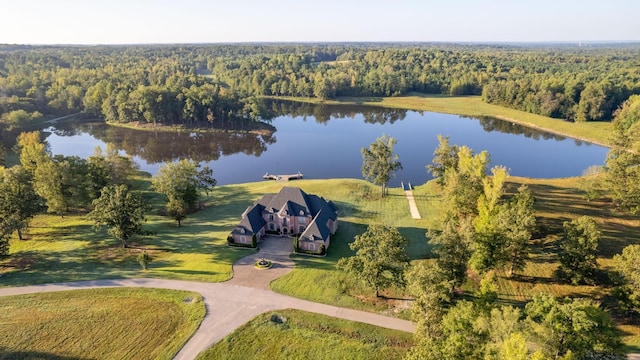 140 Lake Shore Ln, Henderson, TN 38340 - bird's eye view featuring a wooded view and a water view