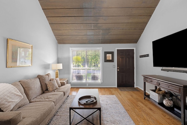 2561 Edinburgh St, Old Hickory, TN 37138 - living area with light wood-type flooring, wood ceiling, baseboards, and vaulted ceiling