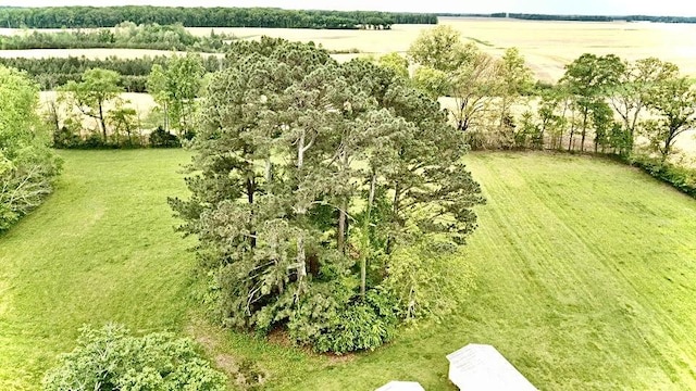 birds eye view of property featuring a rural view