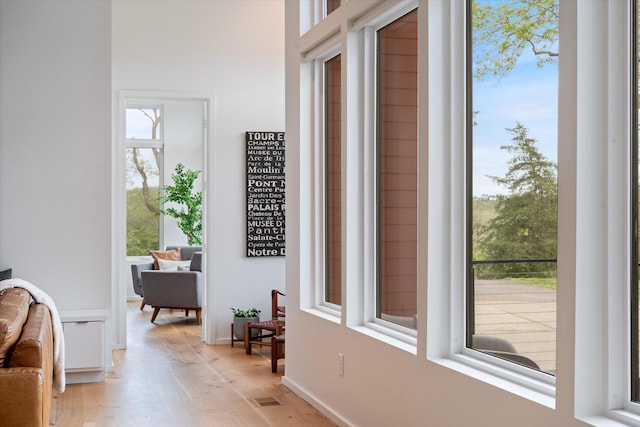 interior space featuring light wood-style flooring, visible vents, and a wealth of natural light