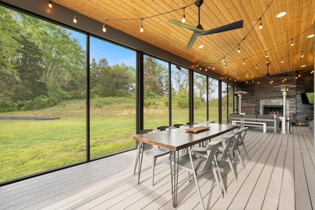 sunroom with rail lighting