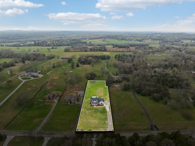 bird's eye view with a rural view