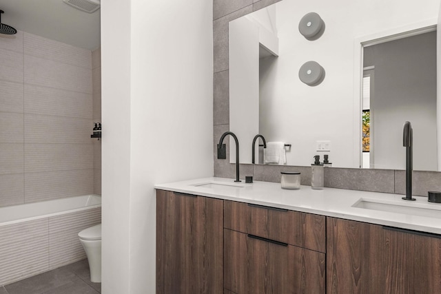 5040 Villa Crest Dr, Nashville, TN 37220 - full bath featuring tile patterned floors, toilet, and double vanity