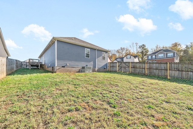 223 Casting Ct, Clarksville, TN 37043 - view of yard with a wooden deck, a fenced backyard, and central AC unit