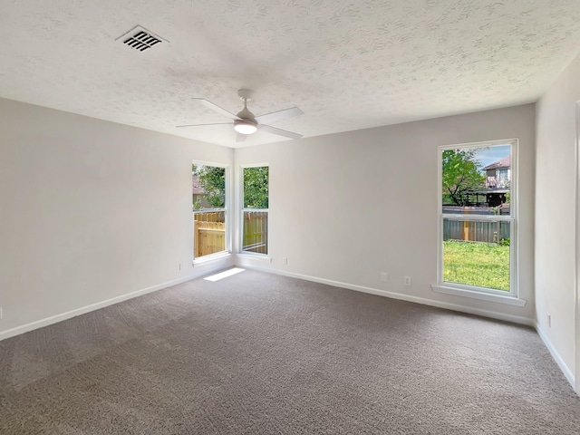 616 Hardin Shire Dr, Old Hickory, TN 37138 - carpeted empty room featuring a textured ceiling, visible vents, ceiling fan, and baseboards
