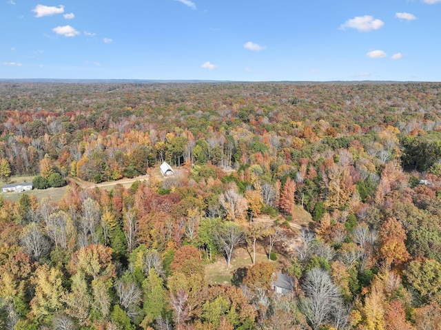 drone / aerial view featuring a view of trees