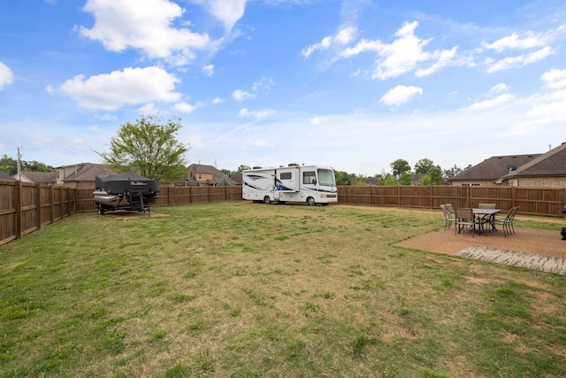 view of yard featuring a fenced backyard