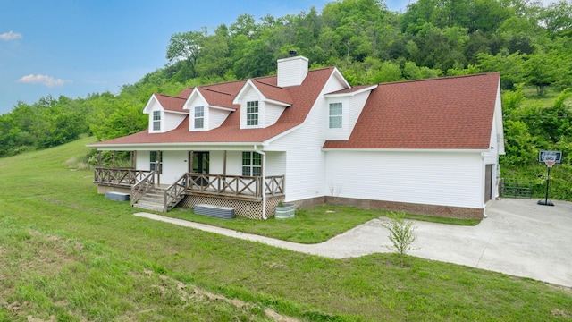 1344 French Brantley Rd, Wartrace, TN 37183 - view of front of home featuring a porch, a chimney, and a front lawn