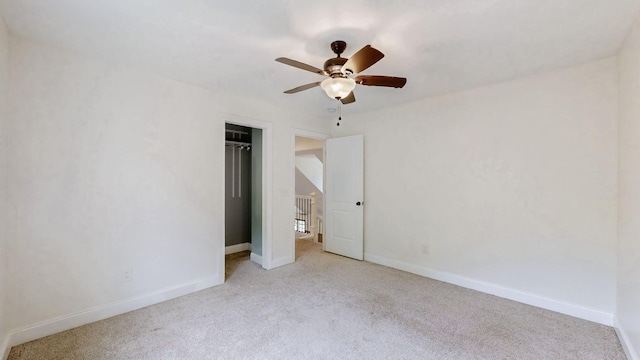 1344 French Brantley Rd, Wartrace, TN 37183 - unfurnished bedroom featuring carpet flooring, baseboards, ceiling fan, and a closet