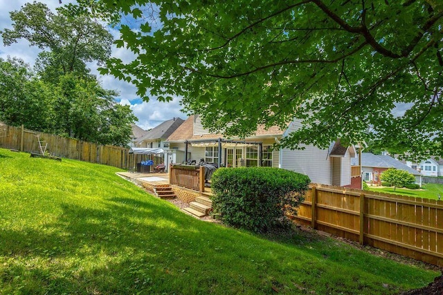 8424 Shadetree Ln, Ooltewah, TN 37363 - view of yard with a deck and a pergola