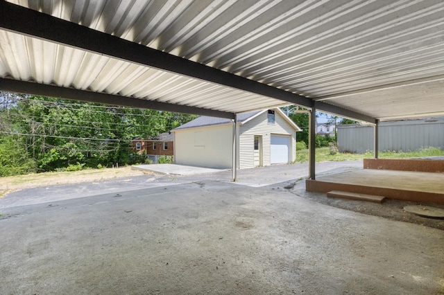 view of detached garage