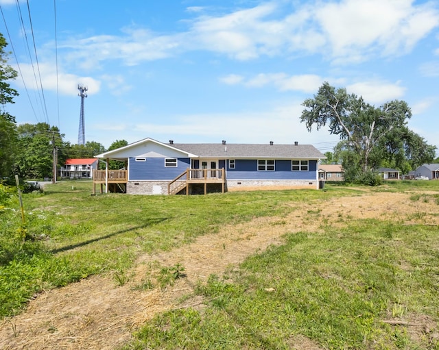466 Lafayette Rd, Clarksville, TN 37042 - back of house featuring a yard, crawl space, and a wooden deck