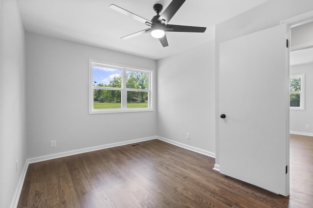 466 Lafayette Rd, Clarksville, TN 37042 - spare room with baseboards, a ceiling fan, wood finished floors, and visible vents