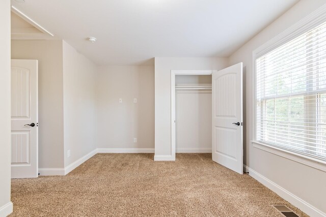 1041 Irish Way, Spring Hill, TN 37174 - unfurnished bedroom featuring multiple windows, a closet, baseboards, and light carpet