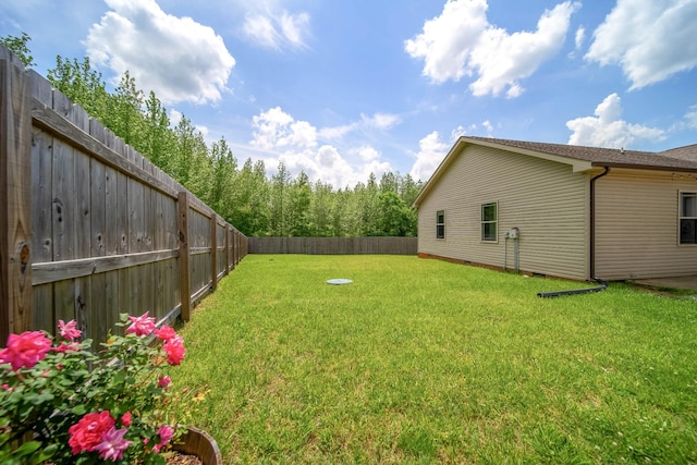 view of yard featuring a fenced backyard