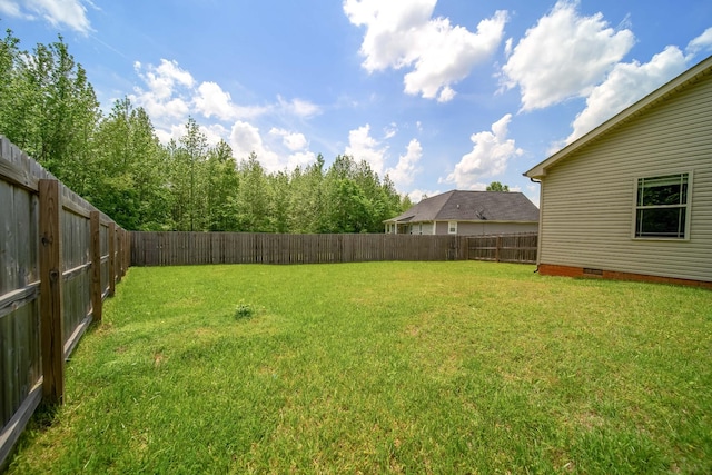 view of yard featuring a fenced backyard