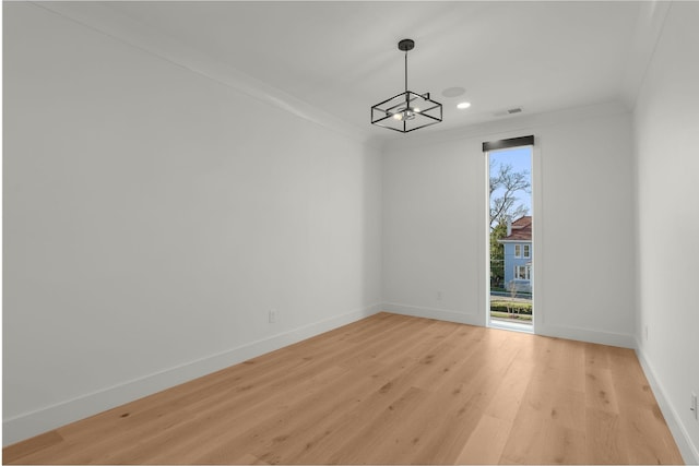 95 Leonard Ave Unit 1, Nashville, TN 37205 - spare room featuring a chandelier, baseboards, light wood-style flooring, recessed lighting, and ornamental molding