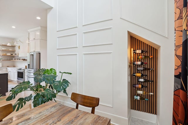room details with recessed lighting, baseboards, and appliances with stainless steel finishes