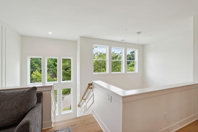 interior space with recessed lighting and light wood-style flooring