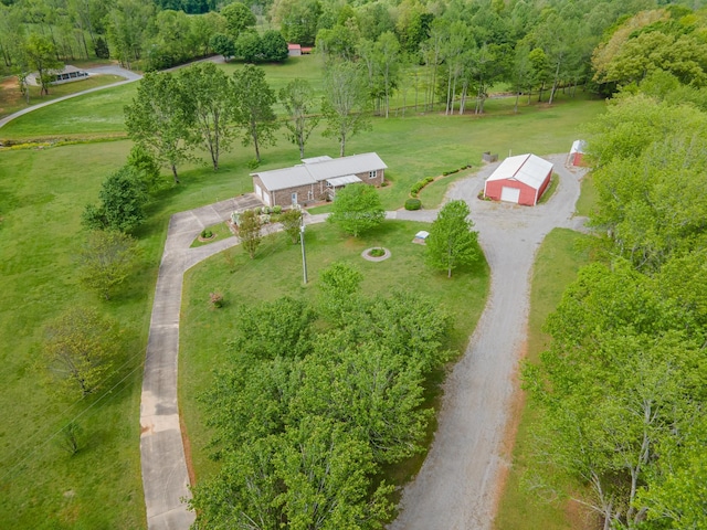 drone / aerial view with a rural view
