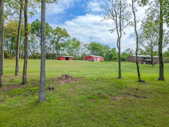 view of yard with an outdoor structure and a pole building