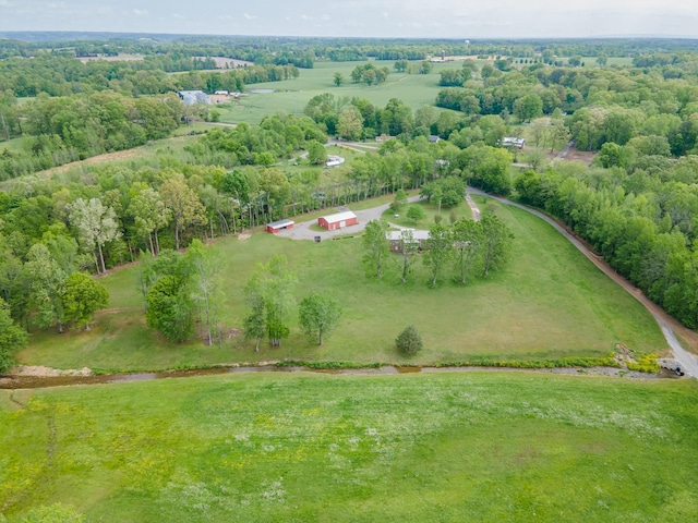 birds eye view of property featuring a rural view