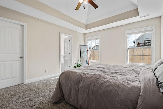 1277 Morstead Dr, Clarksville, TN 37042 - bedroom with connected bathroom, ceiling fan, visible vents, carpet, and baseboards