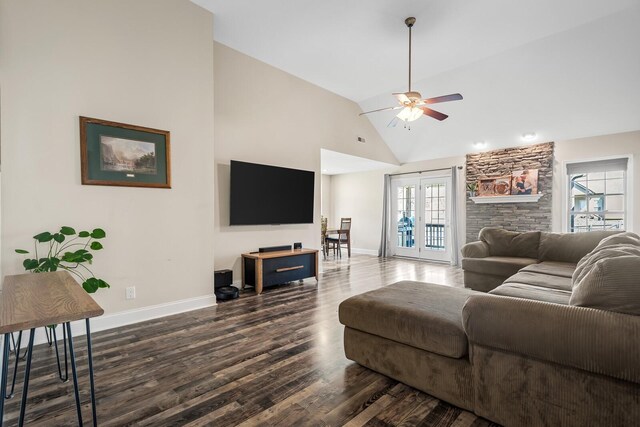 1277 Morstead Dr, Clarksville, TN 37042 - living area featuring dark wood-style floors, ceiling fan, and baseboards