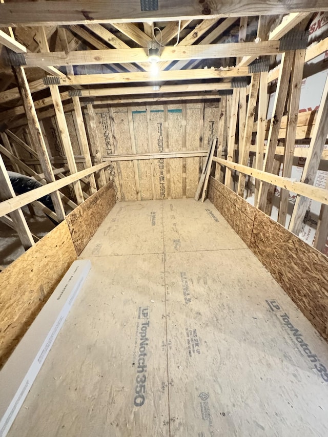 view of unfinished attic