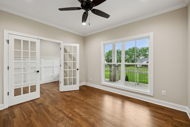 8020 Traditions Ln, Columbia, TN 38401 - spare room featuring crown molding, wood finished floors, french doors, and baseboards