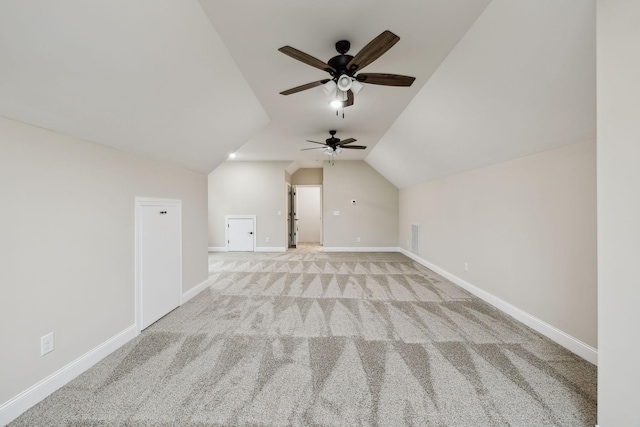 8020 Traditions Ln, Columbia, TN 38401 - bonus room featuring lofted ceiling, carpet flooring, ceiling fan, visible vents, and baseboards