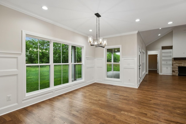 8020 Traditions Ln, Columbia, TN 38401 - unfurnished dining area featuring ornamental molding, an inviting chandelier, a decorative wall, and a healthy amount of sunlight