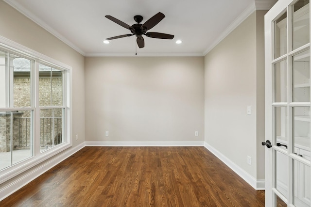 8020 Traditions Ln, Columbia, TN 38401 - spare room featuring baseboards, dark wood-style flooring, and crown molding