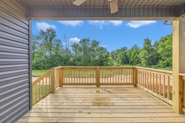 500 Herman Dr, Clarksville, TN 37042 - deck with a ceiling fan and view of wooded area