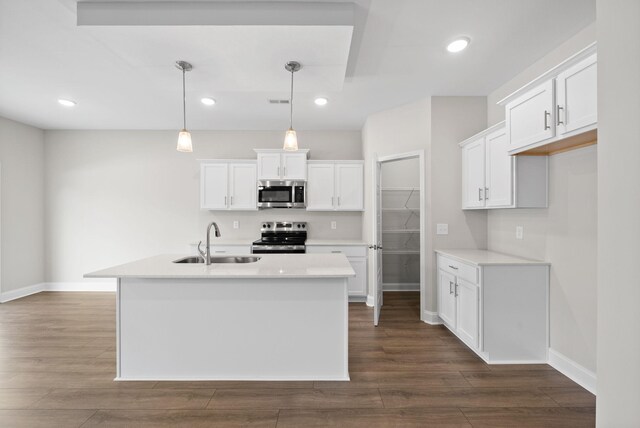 465 Herman Dr, Clarksville, TN 37042 - kitchen featuring dark wood-style flooring, a sink, appliances with stainless steel finishes, and baseboards
