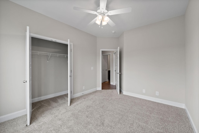 465 Herman Dr, Clarksville, TN 37042 - unfurnished bedroom featuring baseboards, a ceiling fan, carpet floors, and a closet