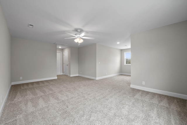 465 Herman Dr, Clarksville, TN 37042 - empty room featuring a ceiling fan, visible vents, carpet floors, and baseboards