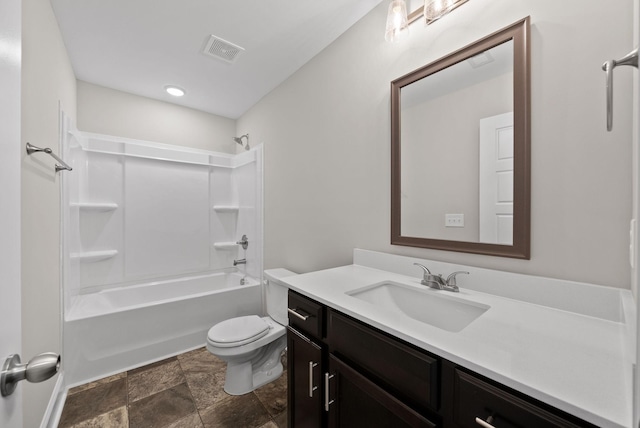 465 Herman Dr, Clarksville, TN 37042 - full bath with stone finish flooring, visible vents, toilet, vanity, and  shower combination