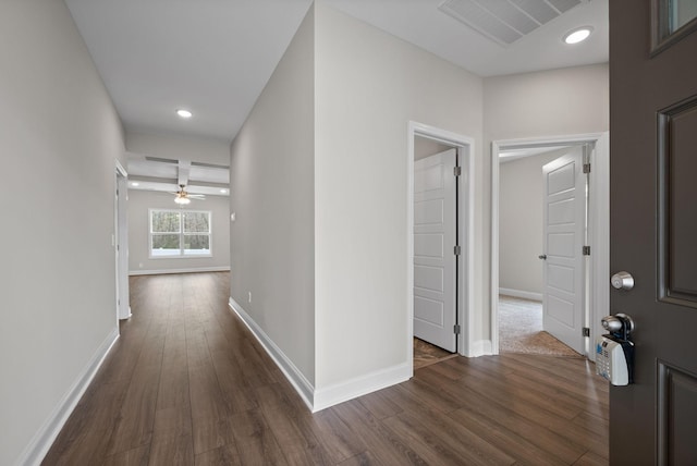 465 Herman Dr, Clarksville, TN 37042 - corridor with dark wood-style floors, visible vents, recessed lighting, and baseboards