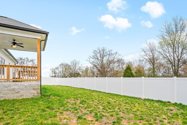 465 Herman Dr, Clarksville, TN 37042 - view of yard featuring a fenced backyard and a ceiling fan