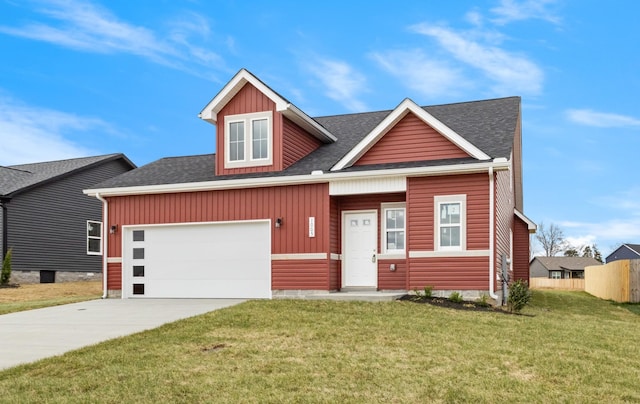 1005 Cherry Acres Dr, Clarksville, TN 37042 - craftsman inspired home with a front lawn, a garage, a shingled roof, concrete driveway, and fence