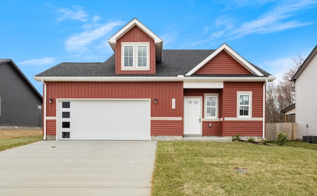 1005 Cherry Acres Dr, Clarksville, TN 37042 - craftsman house with a garage, a front yard, driveway, and roof with shingles