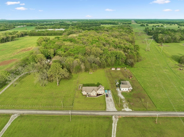 drone / aerial view featuring a rural view