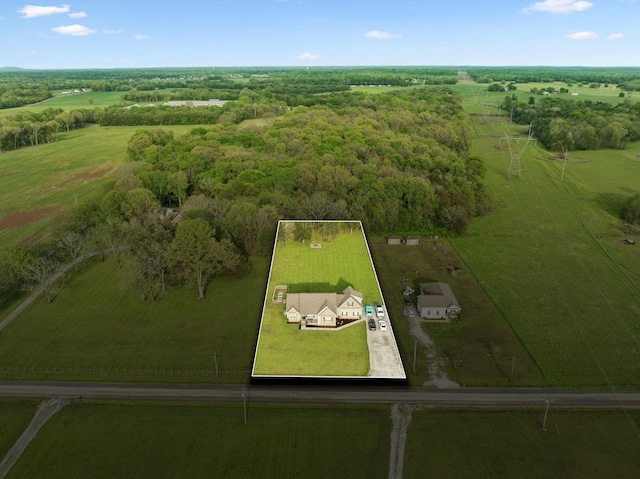 aerial view with a rural view