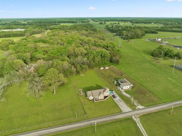 aerial view featuring a rural view