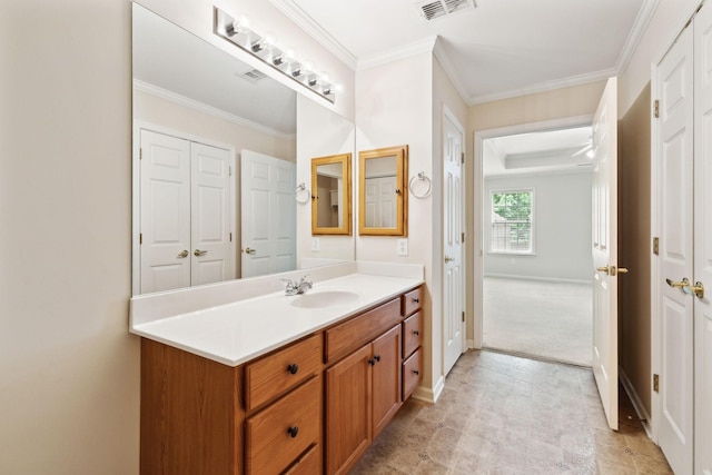 502 Village Green Cir, Murfreesboro, TN 37128 - bathroom featuring crown molding, vanity, and baseboards