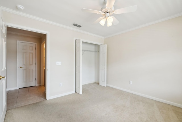 502 Village Green Cir, Murfreesboro, TN 37128 - unfurnished bedroom with carpet floors, crown molding, a closet, and baseboards