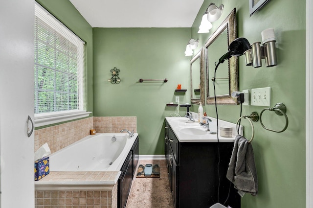 100 Treeann Ln, Ringgold, GA 30736 - full bathroom with double vanity, baseboards, a whirlpool tub, and a sink